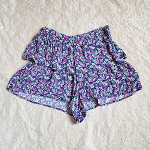 Zara floral tiered flounce shorts